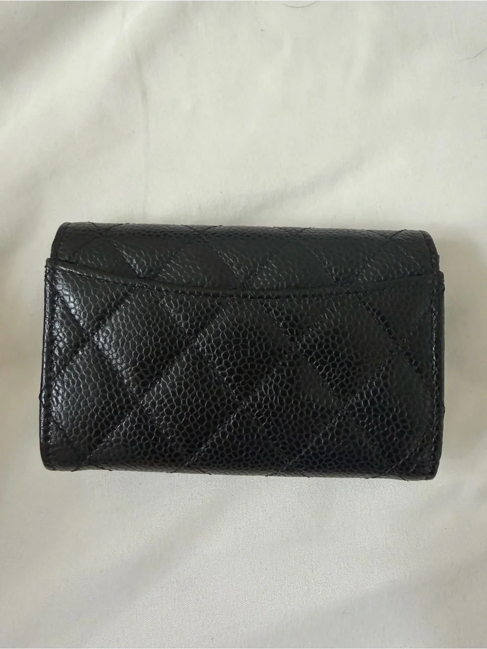 Chanel Black Quilted Leather Wallet with Silver CC Logo